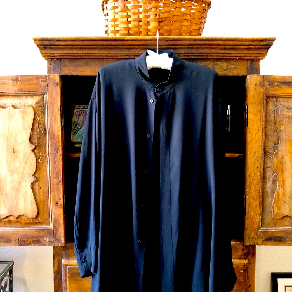 Eskandar Size 2 Black Silk Blouse